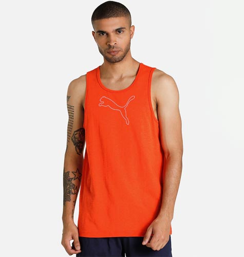 Men Pack of 2 Black & Orange Slub Gym Vest